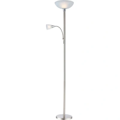 Image of Blade Mother &amp; Child Lamp Chrome Satined Alabaster Optic Glass Shade 1x E27 3000K