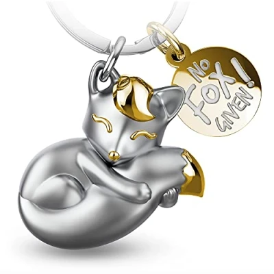 Image of FABACH Fox Keyring Foxy with Engraving Cute Lucky Charm for Women Gift Pendant No Given, gold