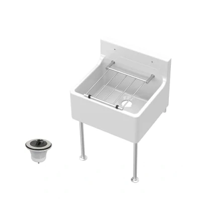 Image of Traditional Fireclay Cleaner Sink with Waste and Legs 455 x 362 396mm