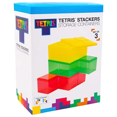 Image of Fizz Creations Tetris™ Storage Containers Yellow, Red &amp; Green. Tetrimino Shaped Fridge Freezer Boxes. Officially Licensed Merchandise
