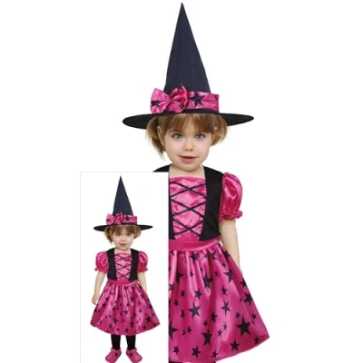Image of FIESTAS GUIRCA Pink Star Witch Baby Fancy Dress Girl Halloween Kids Costume including Hat Age 12 18 Months