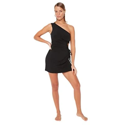 Image of Trendyol Women&#039;s Bodycon Fitted Knit Dress, Black, UK 34