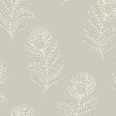 Image of Holden Decor Opus Pavona Taupe Wallpaper 36242 Italian Peacock Feather Quill
