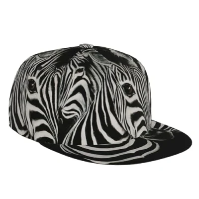 Image of TROONZ Baseball Cap, Snapback Flat Bill Hip Hop Hat Sun Sports Cap Casual Unisex,Zebra Stripes Black and White