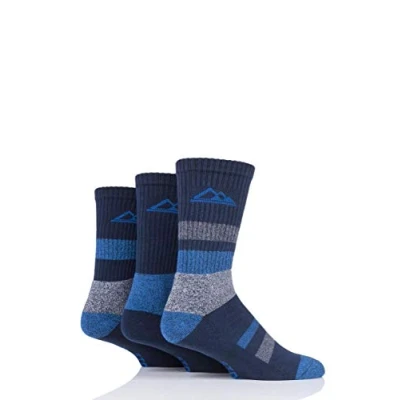 Image of 3 Pair Navy / Blue Striped Boot Socks Men&#039;s 6 11 Mens Storm Bloc