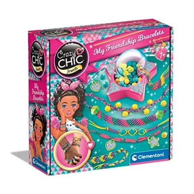 Image of Clementoni Crazy Chic: My Friendship Bracelets Making Kit for Kids, Jewellery Set, Arts &amp; Crafts Girls (7+ Years)