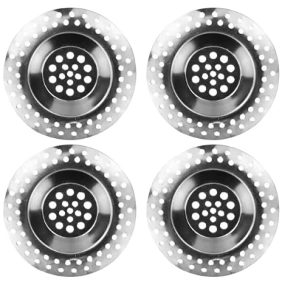 Image of 4 PCS Stainless Steel Kitchen Sink Strainer Plug, Standard Drain Filter Protector for Bathroom/Kitchen, Hair Catcher Basket Waste Plug Bathtub/Shower