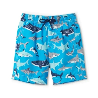 Image of Hatley Boy&#039;s Swim Trunks Board Shorts, Deep Sea Sharks, 4 Years