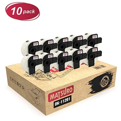 Image of Matsuro Original Compatible Address Label Rolls Replacement for Brother P Touch DK 11201 DK11201 (29 mm x 90 400 Labels per Roll 10 Pack)