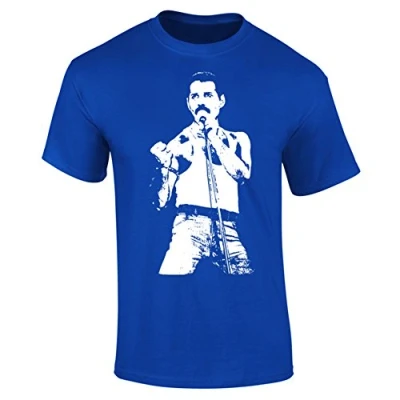 Image of Mens Freddie Mercury Classic Iconic Rock T Shirt Royal Blue (XL)