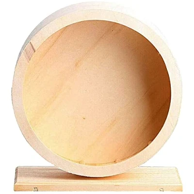 Image of ANCLLO Swetup Wooden Silent Hamster Wheel, Exercise Wheel Spinner, Non Slip Running Animals for Rat Gerbil Mice Chinchillas Hedgehogs Guinea Pigs