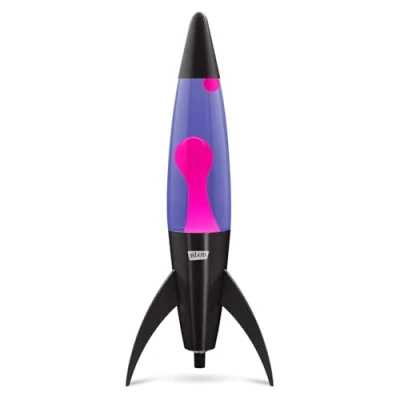 Image of Blob Lamps® Rocket Liquid Motion Lamp Pink Wax Purple Matt Black Metal Base &amp; Cap 17 Magma Mood Light