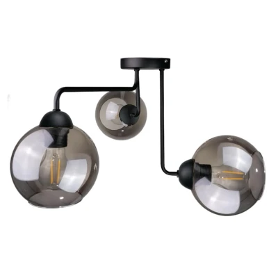 Image of Cosmo Multi Arm Semi Flush Ceiling Light Black, 50cm, 3x E27