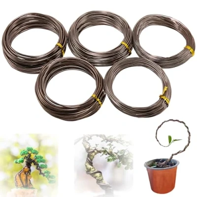 Image of Bonsai Wire Anodized Aluminium 5 Size Starter Set 1mm, 1.5mm, 2mm, 2.5mm, 3mm (5 Sizes, Total 50 Meters, Brown)
