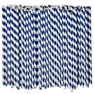 Image of Lives on Green Navy Blue Paper Straws (100), Extra Long, Disposable, Eco Friendly, Biodegradable, Compostable