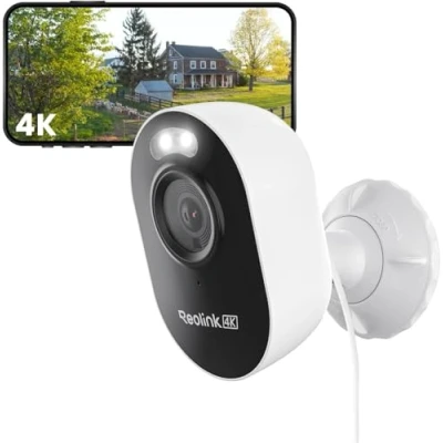 Image of Reolink 4K Security Camera, 2.4/5GHz Wi Fi 6, Spotlight Color Night Vision, AI Detection, Plug in WiFi CCTV Camera Outdoor 8MP for 24/7 Protection, No Monthly Fees, Weatherproof, Lumus Pro