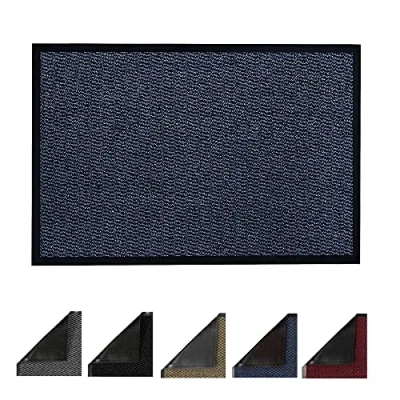 Image of JKZ RUG AND DOORMATS Door Mats Non slip Barrier Mat Indoor/Outdoor Kitchen Heavy Duty Material Rubber Backed Super Absorbent Small Large Rugs (90 x 150 cm, Blue)