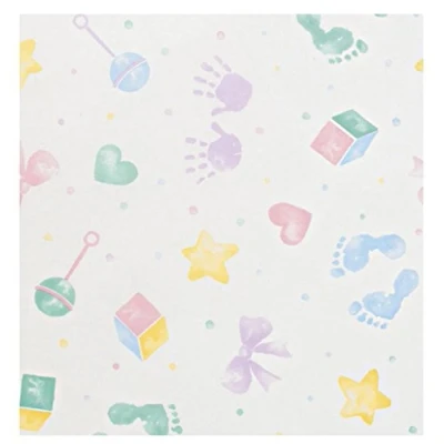 Image of Baby Hand &amp; Foot Prints Acid Free Tissue Wrapping Paper Sheets 35x45cm (75 Sheets)