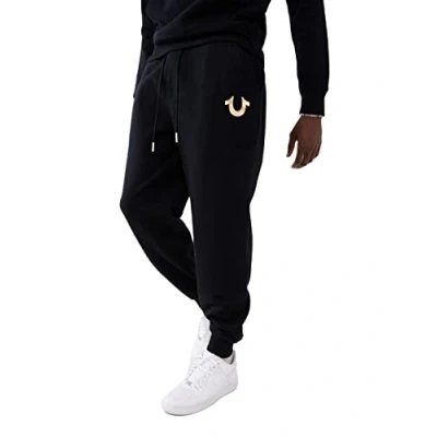 Image of True Religion Mens Pants Closed Hem Fleece Jogging Bottoms Black XL