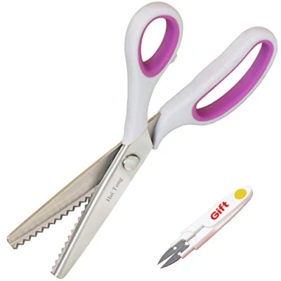 Image of Hui Tong Pinking Shears for Fabric Zig zag Scissors,Soft and Non Slip Handle Suitable Right Left Handed 9inch