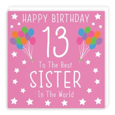 Image of Hunts England Sister 13th Birthday Card Happy 13 To The Best In World Iconic Collection Fun