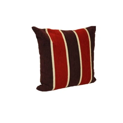 Image of Rapport Home Red &amp; Purple Cushion Cover Chenille Stripe Luxury Pad 43cm Squar