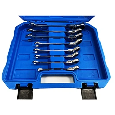 Image of Toolzone 8 Pc Flexi Head Socket/AF Open End Spanner Set in Blown Case SP153