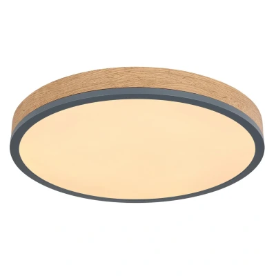 Image of Globo Doro LED ceiling lamp, Ø 45 cm, dark graphite/wood, wood, 830