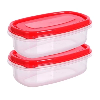 Image of HOMESHOPA Plastic Food Storage Containers, 700ml 2 Pack Rectangular Leakproof Airtight BPA Free Reusable &amp; Stackable Meal Prep Lunch Boxes, Microwave Freezer Dishwasher Safe