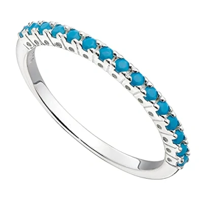 Image of Elements Silver 925 Sterling Womens Turquoise Nano Crystal Half Eternity Ring Size N
