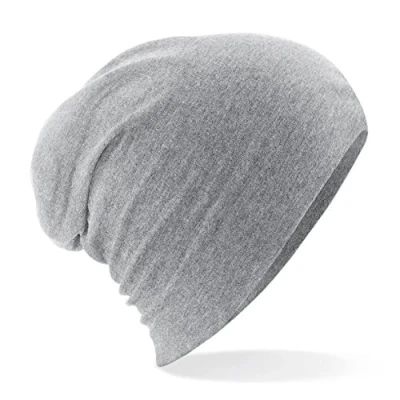 Image of Beechfield Double Layer Knit Elegant Design Hemsedal Cotton Slouch Beanie Heather Grey
