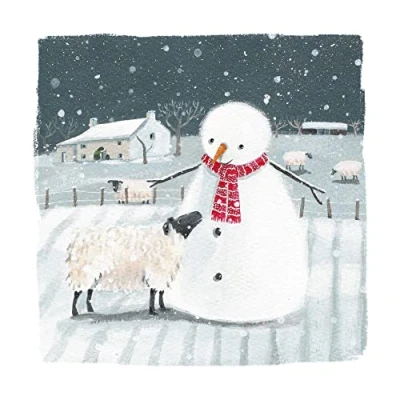 Image of The Almanac Gallery Pack of 8 Artistic Charity Christmas Cards &#039;Snowman and Sheep&#039; 1 Lovely Design