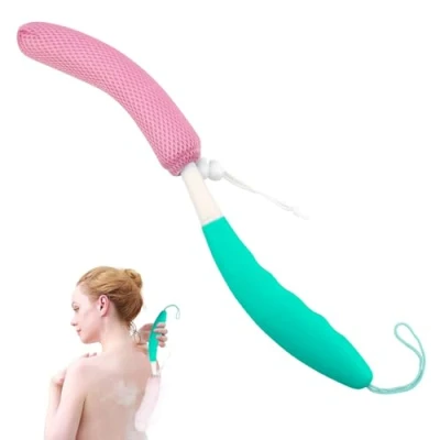 Image of KkaFFe Back Scrubber for Shower，Mesh Sponge Body Shower Brush with Long Handle Use in Scrubber,Back Scrub Exfoliating or Brush(Green Pink)
