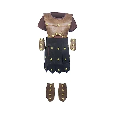 Image of HENBRANDT Children’s Deluxe Roman Soldier Fancy Dress Costume Gladiator Centurion Ancient Rome School History Day Halloween for Boys Outfit Kids (Age 10 12)