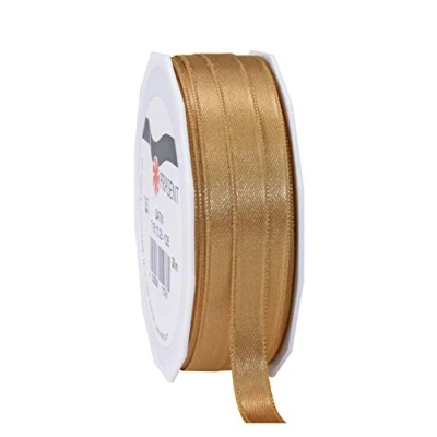 Image of C.E. Pattberg Satin Gold Gift Ribbon, 27 Yards for Wrapping Gifts, 0.39 inches Width, Ribbon Decorating &amp; Crafting, Decorative Every Occasion, 10 mm 25 m