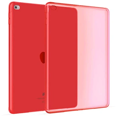 Image of Okuli Transparent Protective Slim Silicone Cover Case For Apple iPad Air 2 in Red