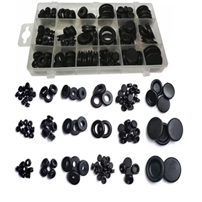 Image of 125pcs Rubber Grommet Assortment Kit 18 Sizes, Black Hole Plugs, Electrical Conductor Wiring Gaskets and Blanking Gasket Ring Grommets