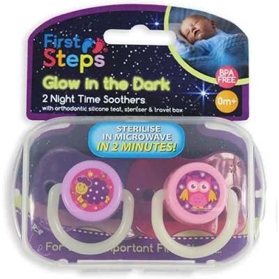 Image of Glow in The Dark Soothers Baby Night Time Pack of 4 Dummies First Steps Teats