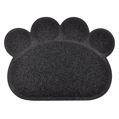 Image of DM Paw Shaped Cat Litter Tray Mat,40x30 cm (Charcoal)