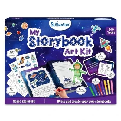 Image of Skillmatics Storybook Art Kit Space Explorers for Kids, Write &amp; Create Storybooks, Creative Activity Boys Girls, DIY Kit, 150+ Stickers, Gifts Ages 5, 6, 7, 8, 9, 10