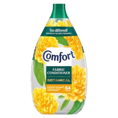 Image of Comfort Botanical Summer Bouquet Fabric Conditioner softener with CrystalFresh transparent formula blooms in freshness, inspired by nature 960 ml (64 washes)