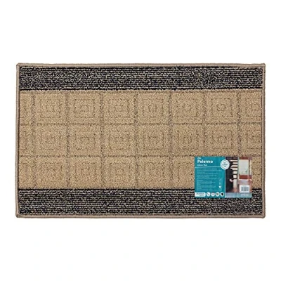 Image of Palmero Machine Washable Latex Backed Carpet Door Mat, Beige/Black
