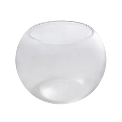 Image of simpa 19cm Clear Glass Fish Bowl Round Centerpiece Display Vase Terrarium, Sphere Bubble Ball Flower Vase.