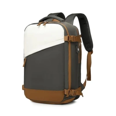 Image of Kono Carry On Backpack 45 x 30 18 Casual Daypack Waterproof Travel Rucksack 15.6 Inch Laptop School Bag with USB Charging Port Shoes Compartment (Grey)