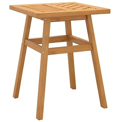 Image of vidaXL Solid Acacia Wood Side Table Brown Chevron Pattern Top, Durable Tropical Hardwood, Ideal for Indoor &amp; Outdoor Use, Assembly Manual Included, 45x45x60cm