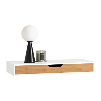 Image of SoBuy Wall Drawer, Floating Shelf with Storage Display Shelving (FRG93 WN, W60xD24.5xH8cm)