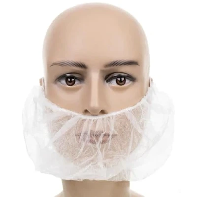 Image of 100x Omnitex Premium 12g Beard Snoods White Hygiene Covers, Non Woven, Disposable with Elastic face hair covering (1x Pack of 100)