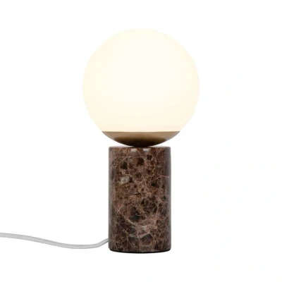 Image of Nordlux Lilly Marble table lamp, brown, glass, marble, height 29 cm