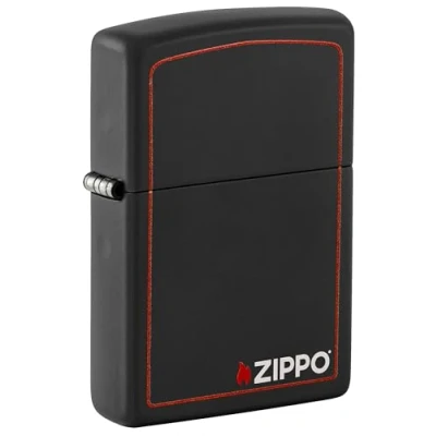 Image of Zippo Windproof Lighter Classic Black &amp; Red Matte Refillable for Lifetime Use Adjustable Flame Gift Box Slim Case Available Made in USA