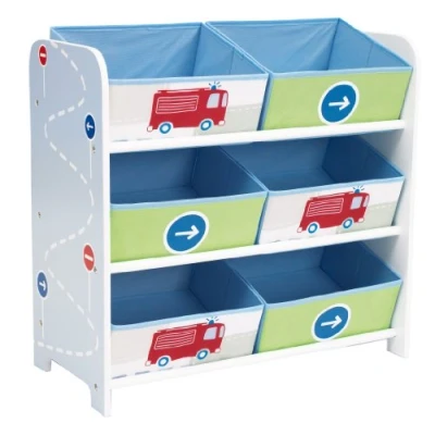 Image of Vehicles Kids Bedroom Storage Unit with 6 Bins by HelloHome, 60 cm x 63.5 30